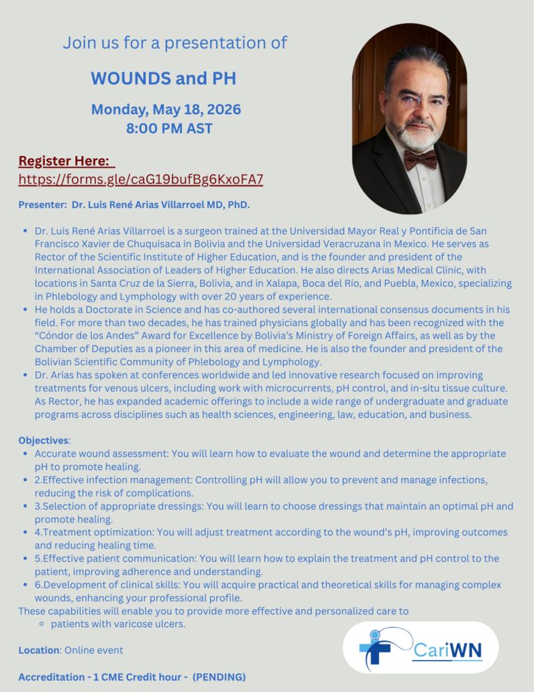 Webinar: Wounds and PH | Monday May 18, 2026 | 8 PM AST